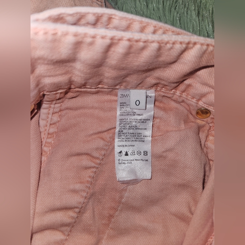 Zimmermann Cropped High-Rise Tapered Peach Jeans Size 0 - Picture 13 of 15